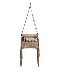 Oat Fields Leather Cross-body Purse with leather tassels