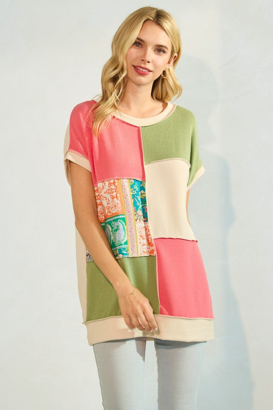 Color Block Patchwork Blouse * on sale
