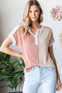 Color Block Contrast Blouse