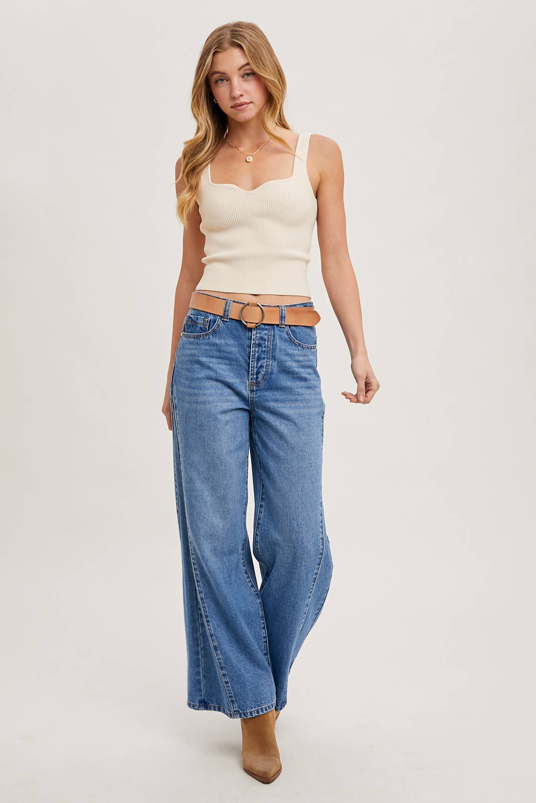 ESSENTIAL RIBBED TANK: IVORY * on sale