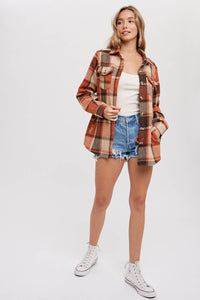 FLANNEL PLAID SHACKET / JACKET WITH POCKETS : AUTUMN PLAID