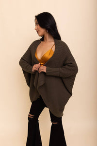 Bat Sleeve Knit Cardigan Olive *