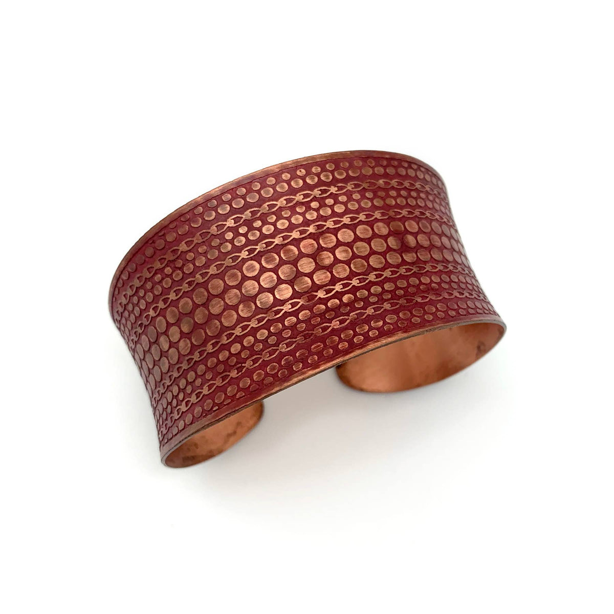 Copper Patina Bracelet - Red Dots