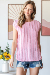 Textured Short Sleeve Blouse in pink * on sale