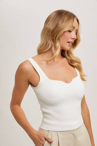ESSENTIAL RIBBED TANK: IVORY * on sale