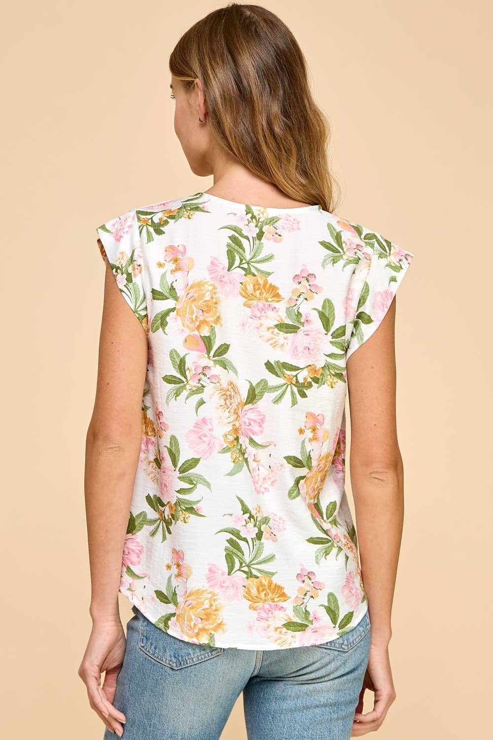 Floral Printed Top V Neck Blouse: Print * on sale