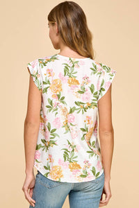 Floral Printed Top V Neck Blouse: Print * on sale