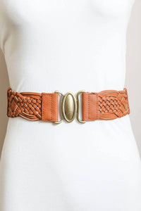 Oval Buckle Braided Elastic Belt - Black, Brown & Camel 🤎: Camel * on sale