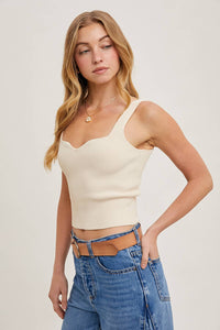 ESSENTIAL RIBBED TANK: IVORY * on sale