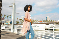 Boho Lace Edged Kimono in Blush *
