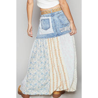 Woven floral print mixed skirt * on sale
