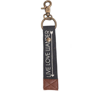 Live Love Wander Up-Cycled Canvas Women's Keychain