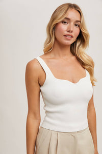 ESSENTIAL RIBBED TANK: IVORY * on sale