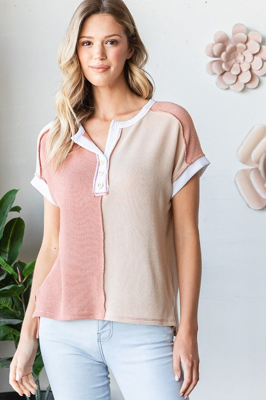 Color Block Contrast Blouse