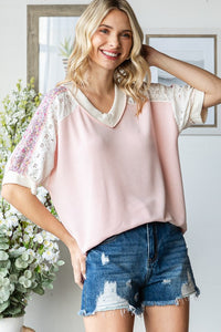Floral and Lace Contrast Blouse * on sale