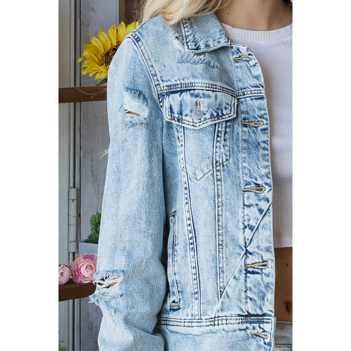 Vintage Washed Denim Jacket * on sale