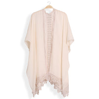 Boho Lace Edged and Back Kimono in Oat *