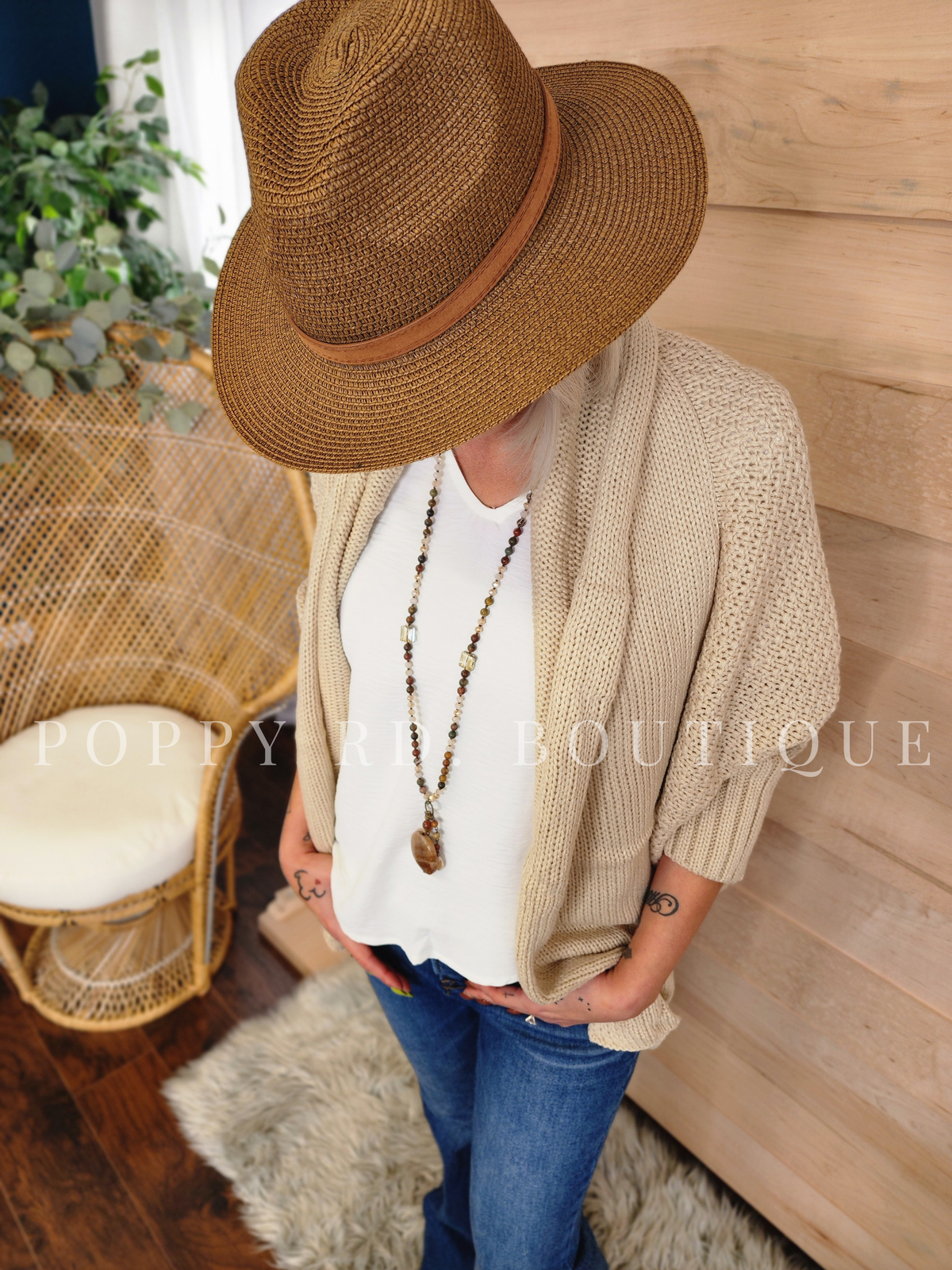 Bat Sleeve Knit Cardigan Beige *
