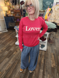 LOVER Graphic Sweatshirt: CRANBERRY HEATHER * on sale
