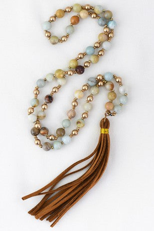Malorie leather fringe necklace *