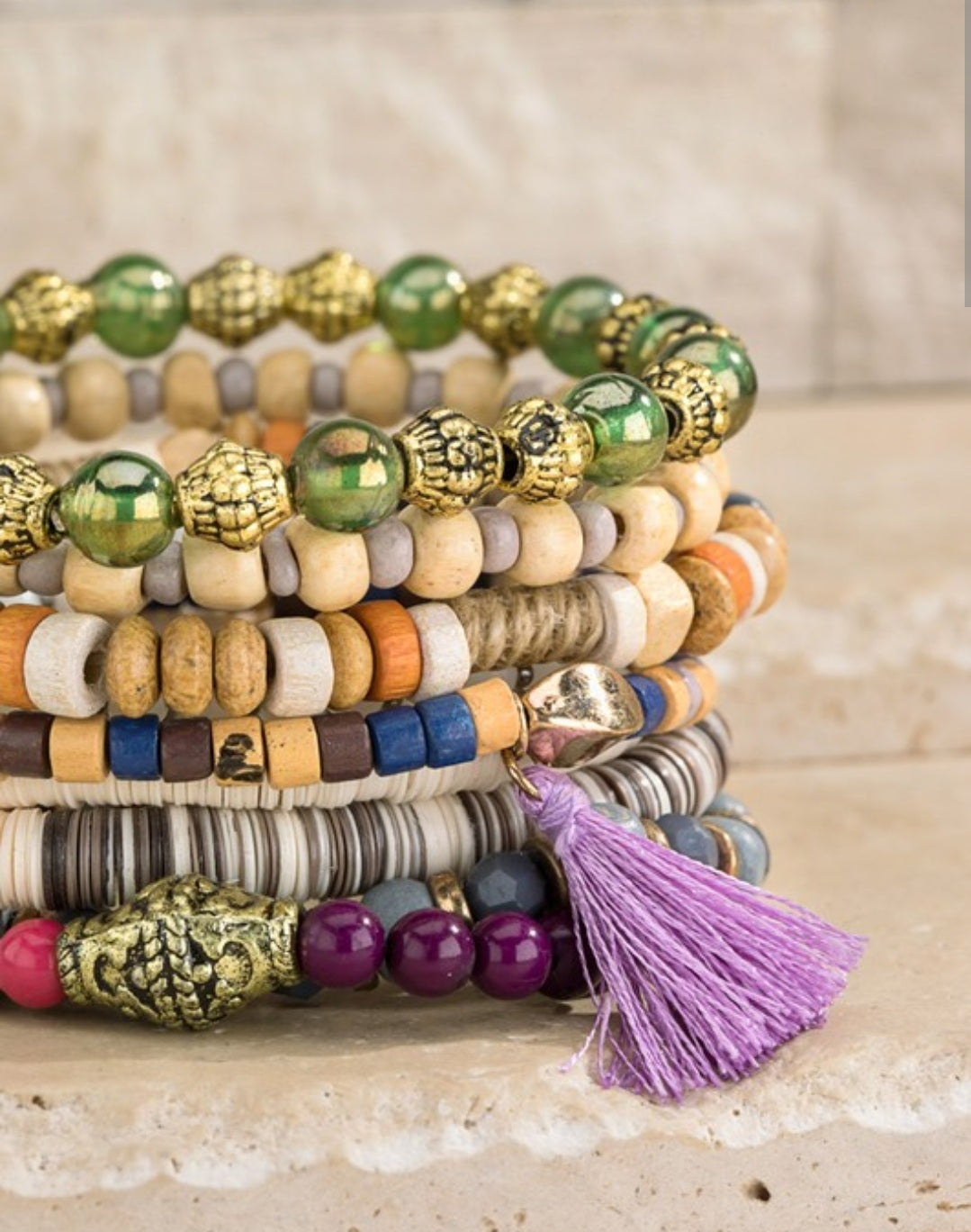 Lilac Field Seed bracelet with charm accents *