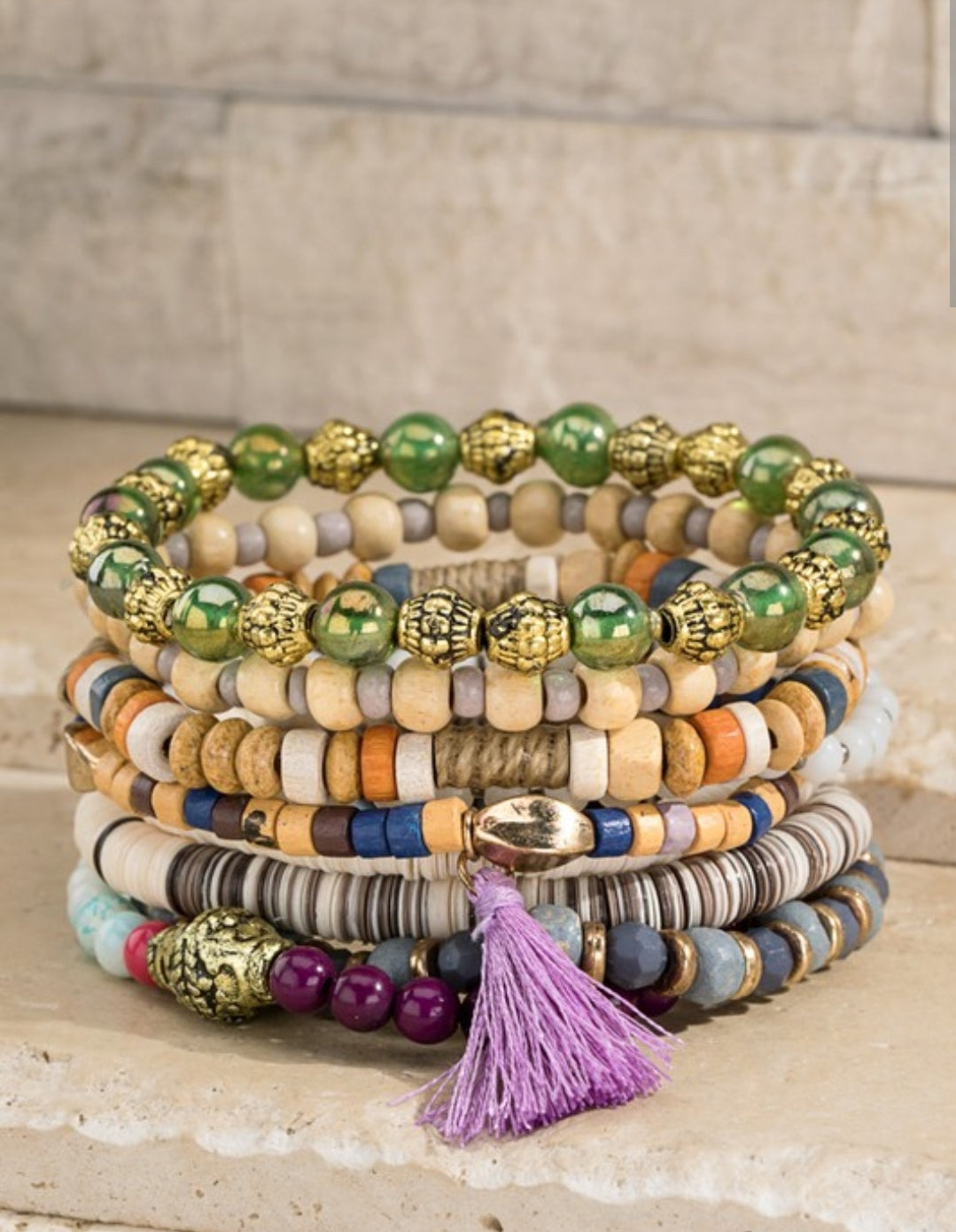 Lilac Field Seed bracelet with charm accents *
