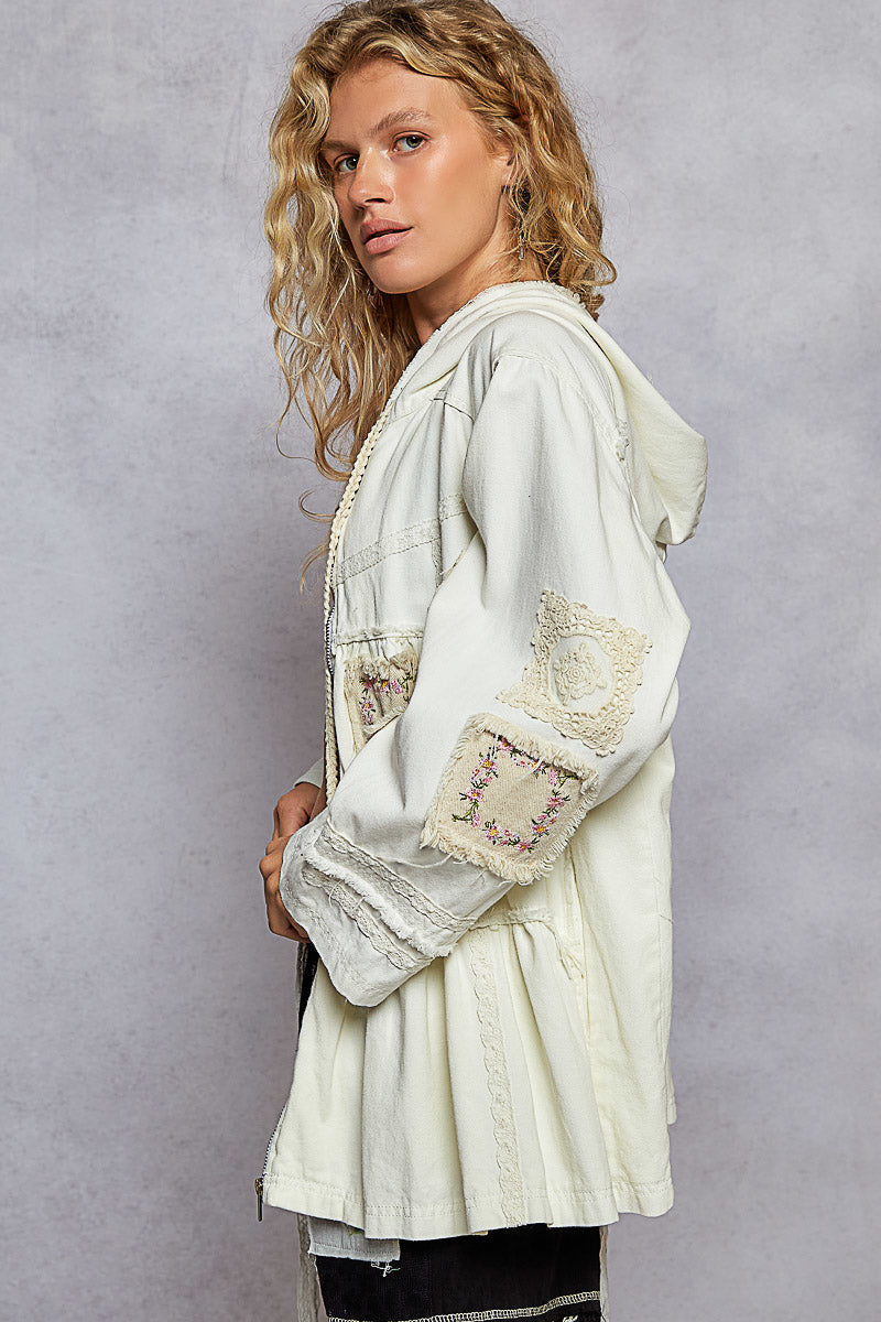 Ivory Patch hooded jacket by POL