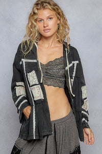 Black Patch hooded jacket by POL