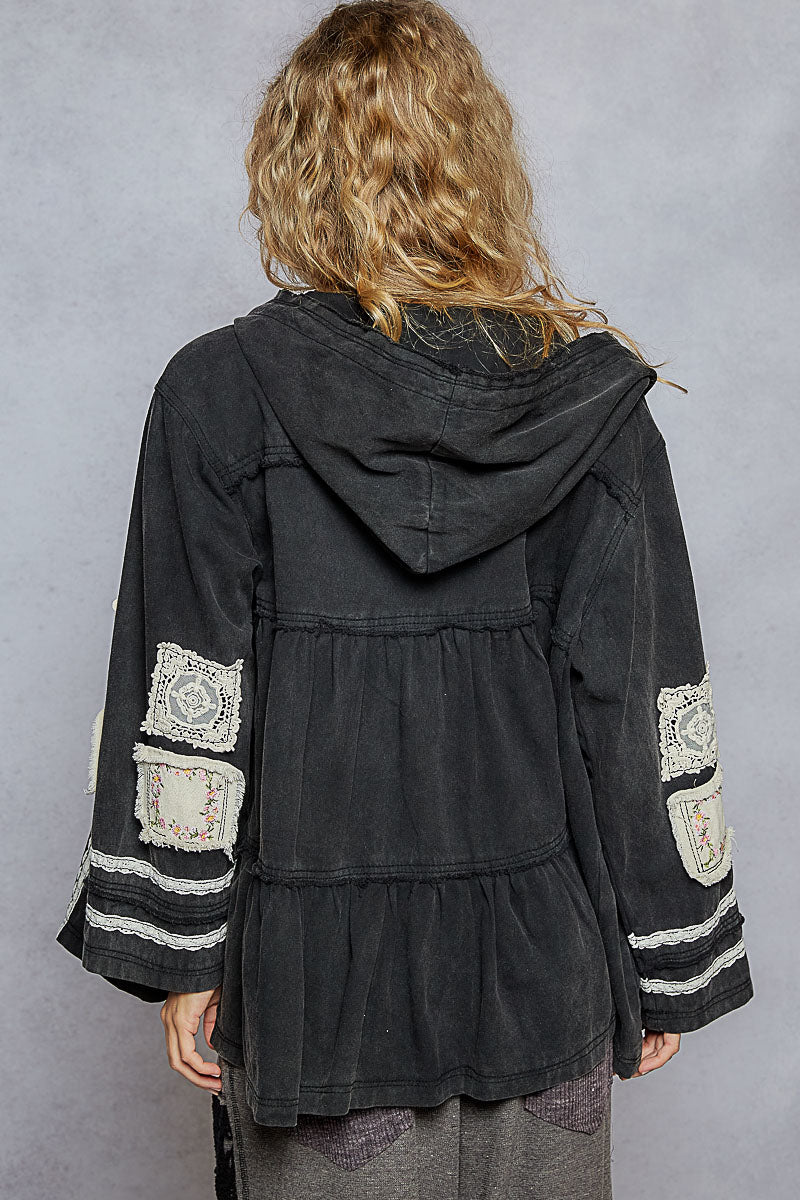 Black Patch hooded jacket by POL