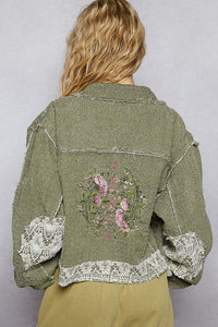 Olive Lace Embroidered jacket by POL