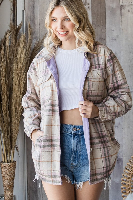 Lavender & Lilac Plaid flannel jacket