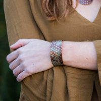 Copper Patina Bracelet - Copper and Teal Rivets