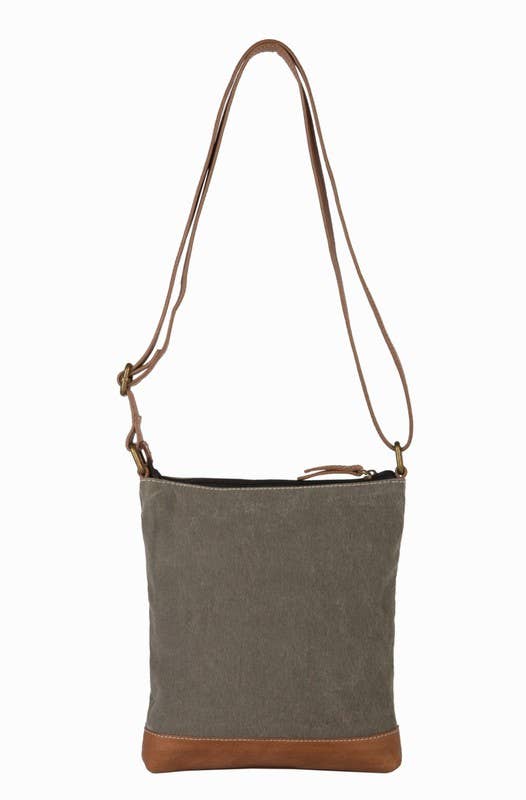 Vintage Script Up-Cycled Canvas Crossbody Purse