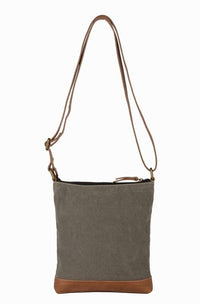 Vintage Script Up-Cycled Canvas Crossbody Purse