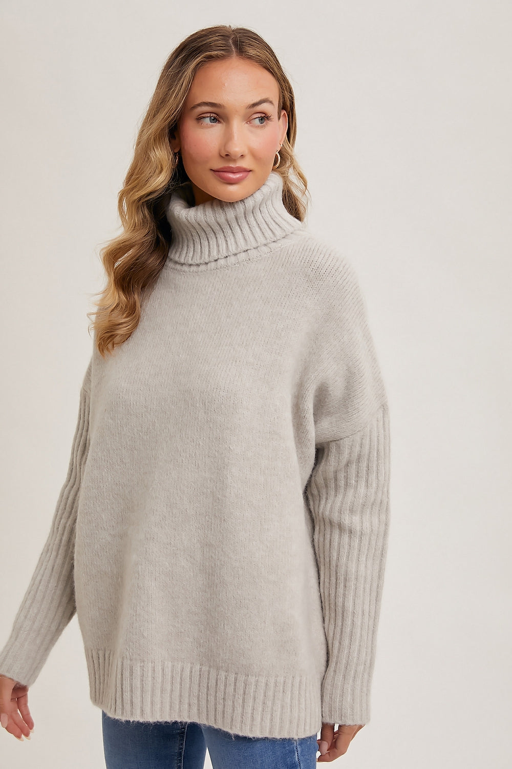 Cream Turtle Neck Oversized Sweater