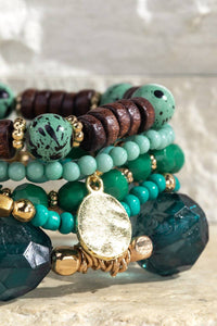 6 Layered Boho Multi Layered Stacked Bracelet Deep Blue Sea