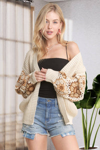 CROCHET SLEEVE SWEATER CARDIGAN