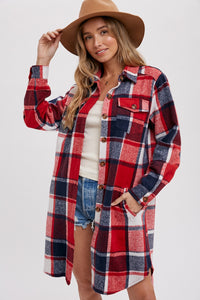 Navy and Red flannel duster jacket