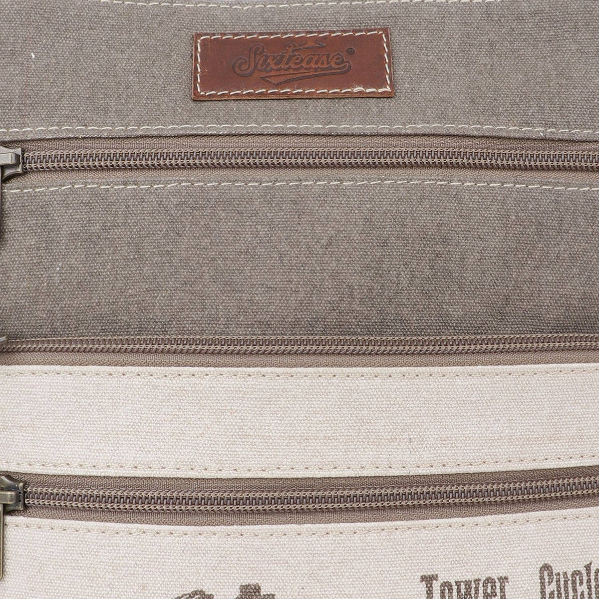Canvas  Leather Women Crossbody Bag - Timberwolf/Taupe