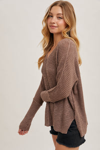 Sheer Long Sleeve Loose Knit Blouse * on sale