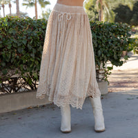 Prairie Dream Wanderer Skirt Shirred Elastic Midi Skirt