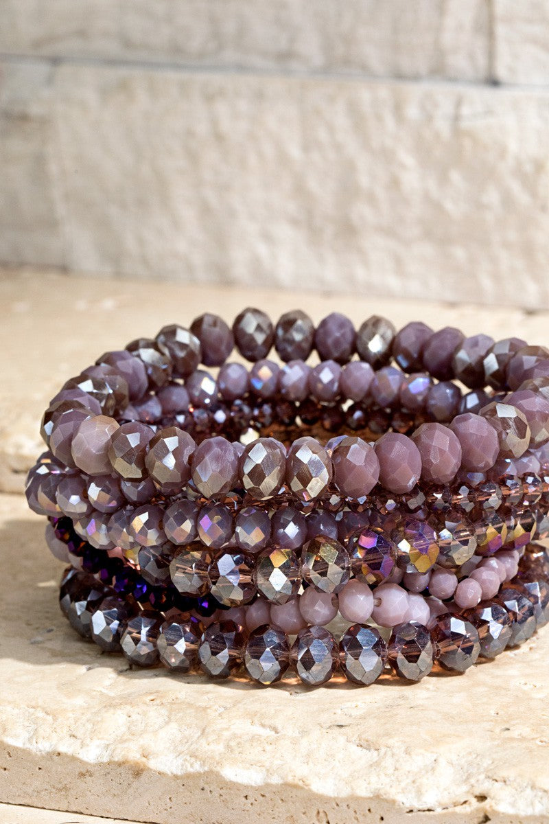 City Lights Glass Bead bracelet set in lavender