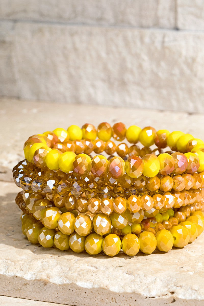 City Lights Glass Bead bracelet set in marigold