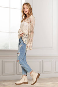 EVERYDAY CROCHET BLOUSE TOP: Beige