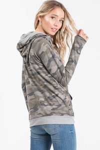 Camo blocked long sleeve hoodie