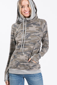 Camo blocked long sleeve hoodie