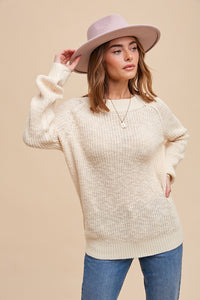 Canton Knit Long Sleeve Sweater in cream * on sale