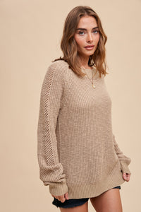 Canton Knit Long Sleeve Sweater in taupe