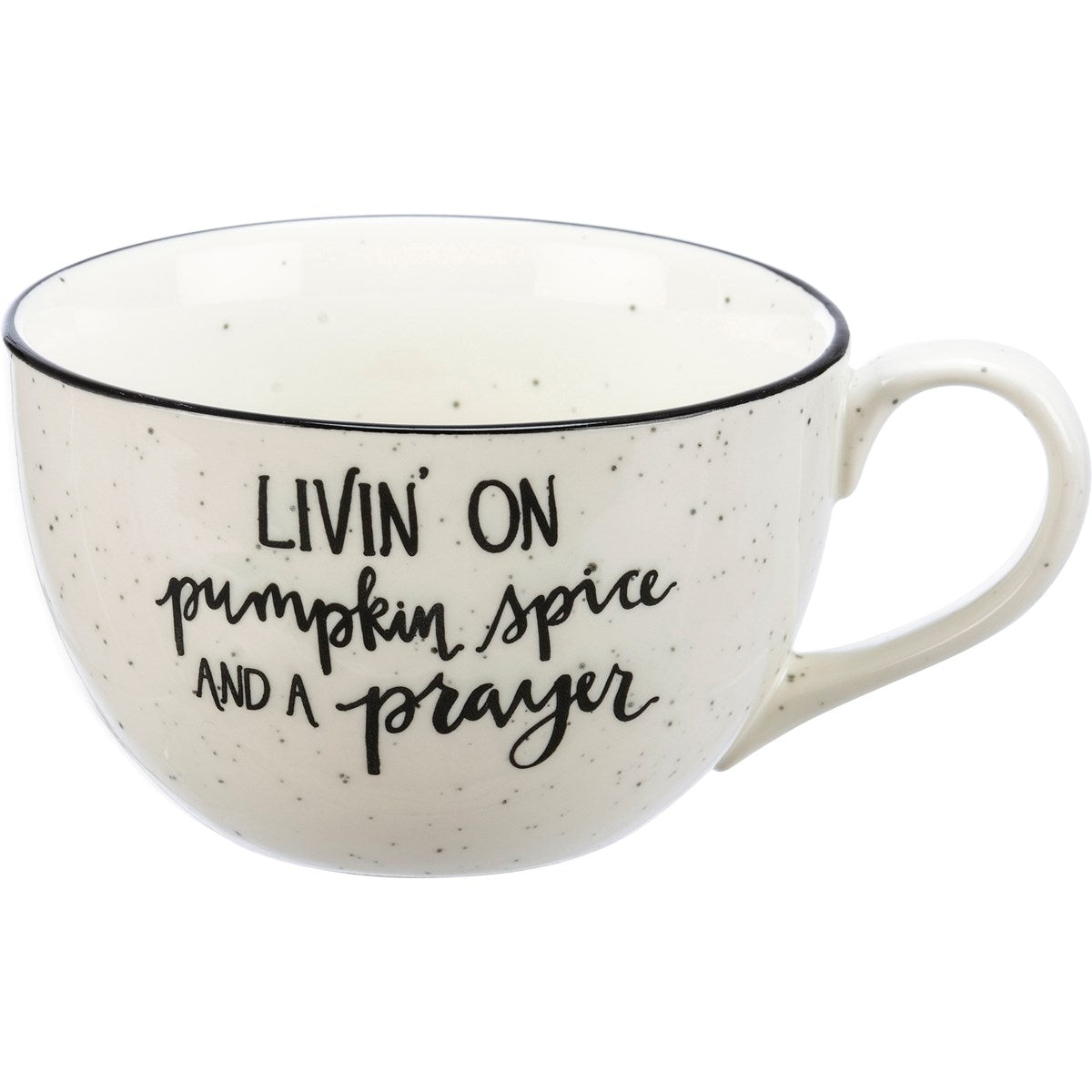 Living on Pumpkin Spice and a prayer" ceramic mug