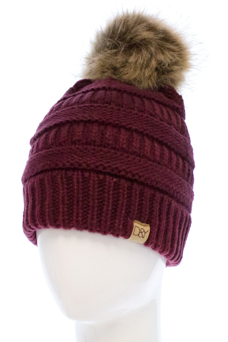 Burgundy knit beanie